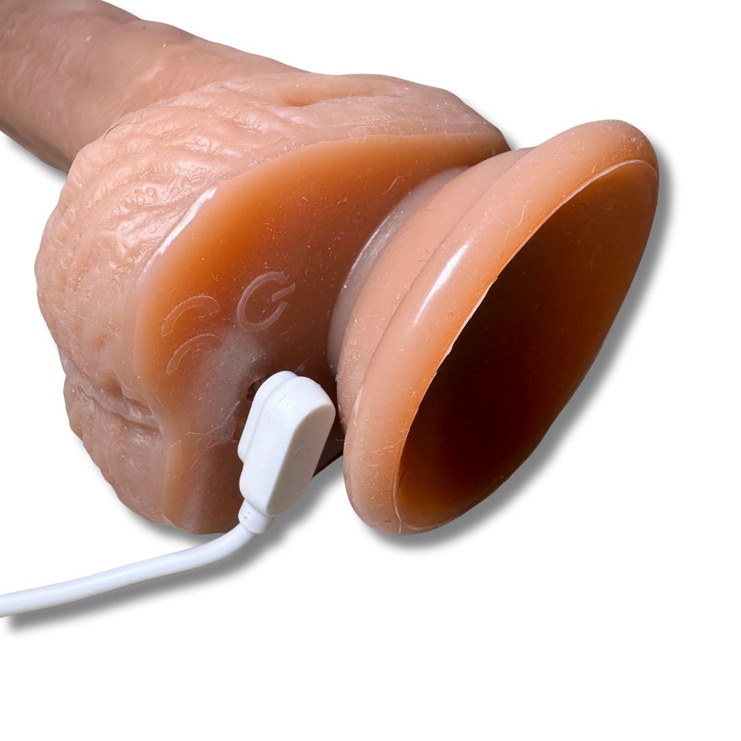 Premium Realistic Vibrator 7.9 × 1.46 in with Heating, Suction Cup, 10 Vibration Modes, Thrusting Motion & Remote Control