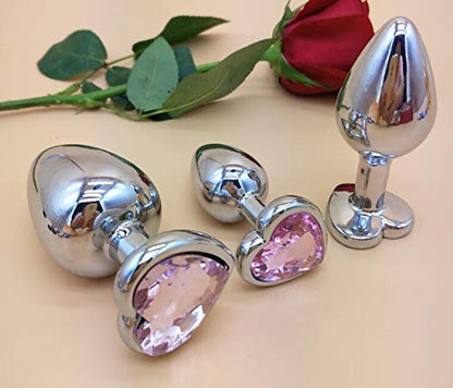 3Pcs Set Luxury Metal Butt Toys Heart Shaped Anal Trainer