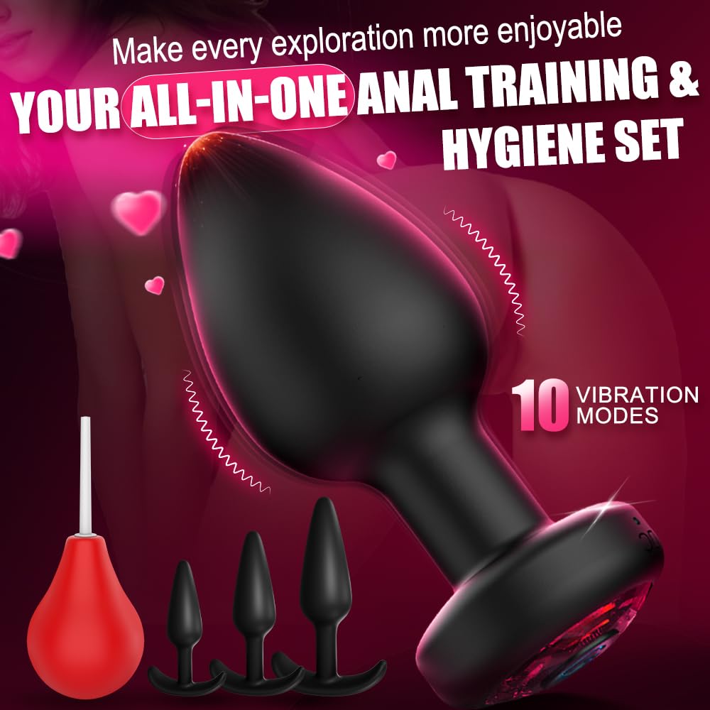 Anal Plug Vibrating Butt Plug, Adult Sex Toys 3PCS Silicone Anal Plugs, Anal Sex Toys with Remote Control 10 Vibrating Vibrator for Men Women, Anal Toys Adult Sex Toy & Games Prostate Massager