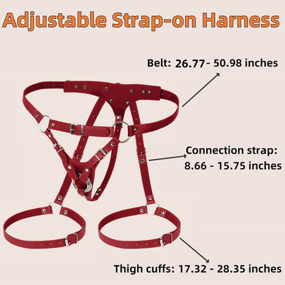 Strap On Dildo Harness Adult Sex Toys for Couple Pegging & G-Spot Play, Adjustable Sex Strapon with 2 Metal O-Rings, Wearable Bondage Gear for Men Women Lesbian & Gay Use