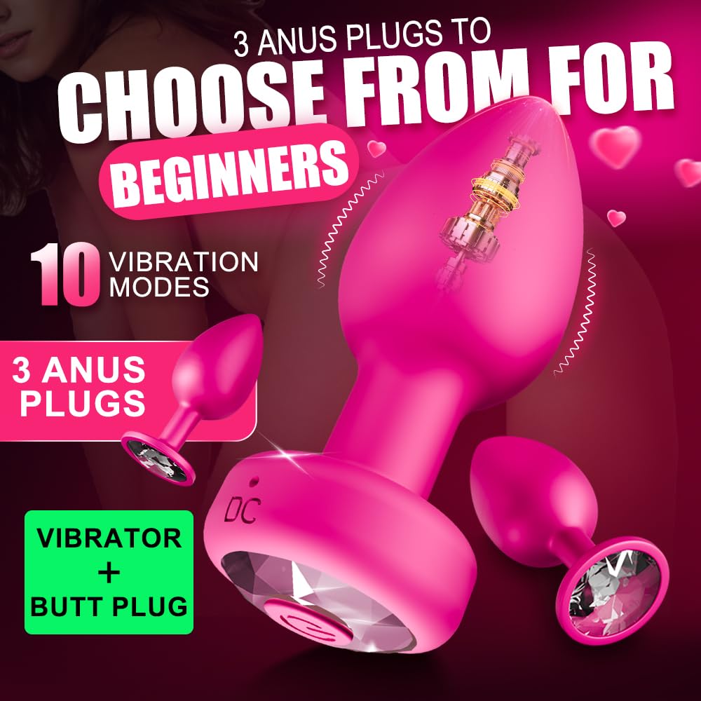 Anal Plug Vibrating Butt Plug, Adult Sex Toys 3PCS Silicone Anal Plugs, Anal Sex Toys with Remote Control 10 Vibrating Vibrator for Men Women, Anal Toys Adult Sex Toy & Games Prostate Massager