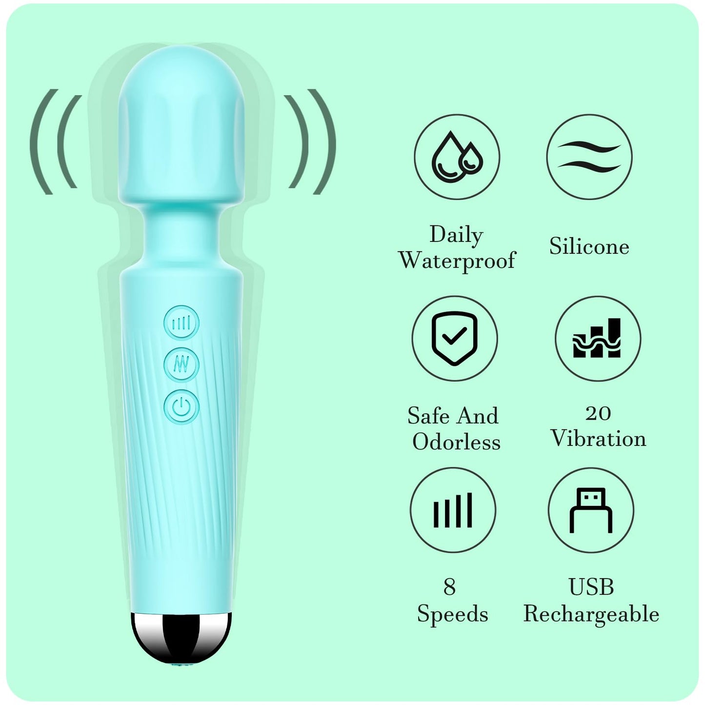 Vibrator Wand, G Spot Dildo, Clit Vibrator, Sex Vibrators,Clitoris Stimulation,with 8 Speeds & 20 Patterns