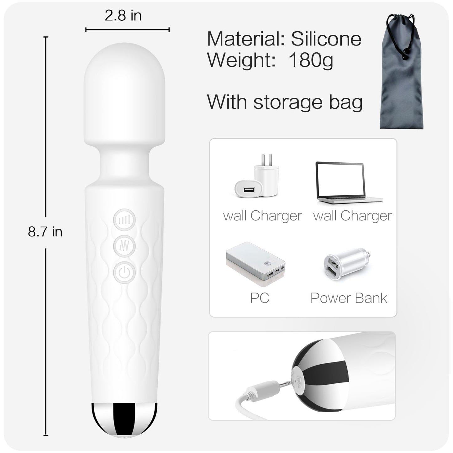 Vibrator Wand, G Spot Dildo, Clit Vibrator, Sex Vibrators,Clitoris Stimulation,with 8 Speeds & 20 Patterns