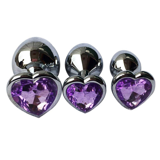 3Pcs Set Luxury Metal Butt Toys Heart Shaped Anal Trainer
