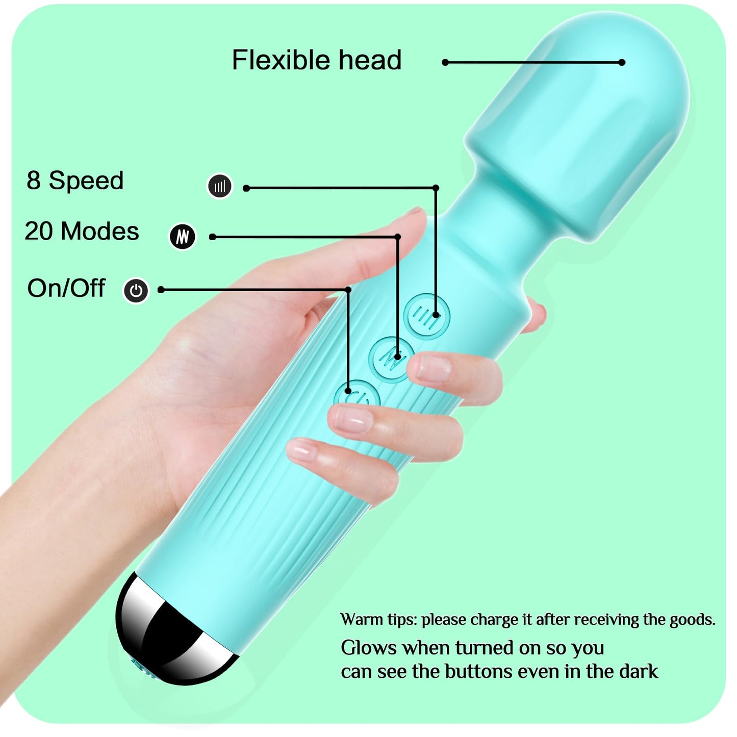 Vibrator Wand, G Spot Dildo, Clit Vibrator, Sex Vibrators,Clitoris Stimulation,with 8 Speeds & 20 Patterns