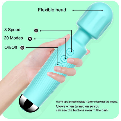 Vibrator Wand, G Spot Dildo, Clit Vibrator, Sex Vibrators,Clitoris Stimulation,with 8 Speeds & 20 Patterns