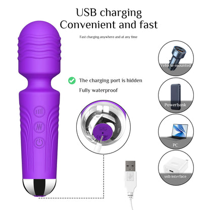 Vibrator Wand, G Spot Dildo, Clit Vibrator, Sex Vibrators,Clitoris Stimulation,with 8 Speeds & 20 Patterns