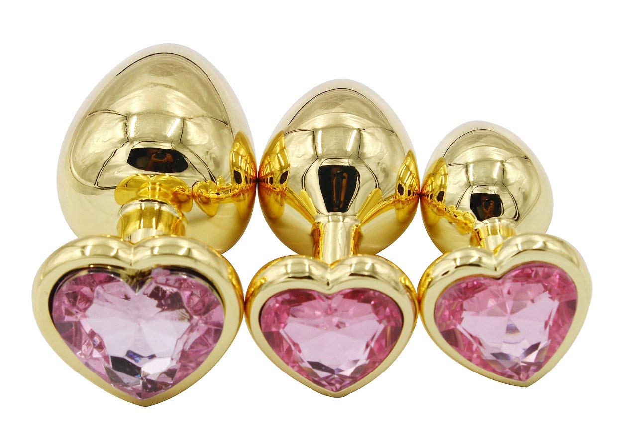 3Pcs Set Luxury Metal Butt Toys Heart Shaped Anal Trainer