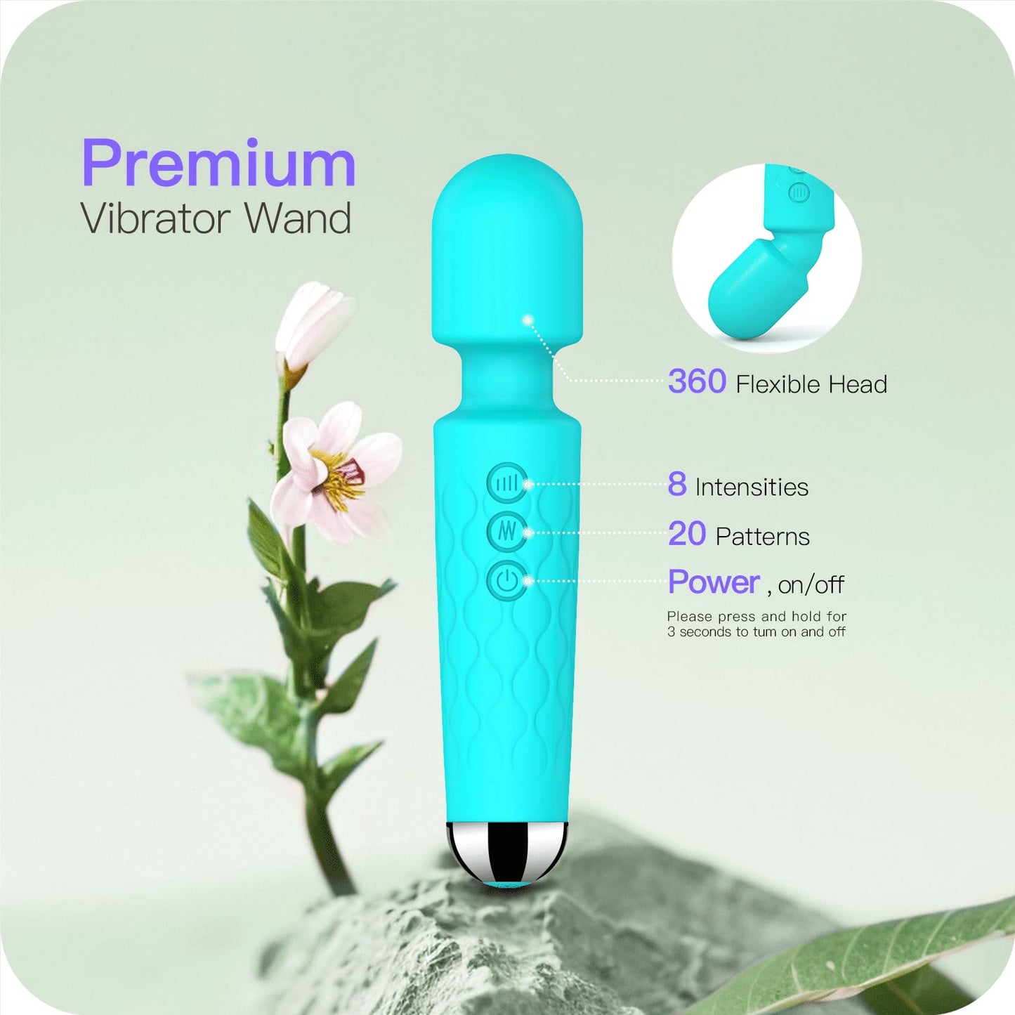 Vibrator Wand, G Spot Dildo, Clit Vibrator, Sex Vibrators,Clitoris Stimulation,with 8 Speeds & 20 Patterns