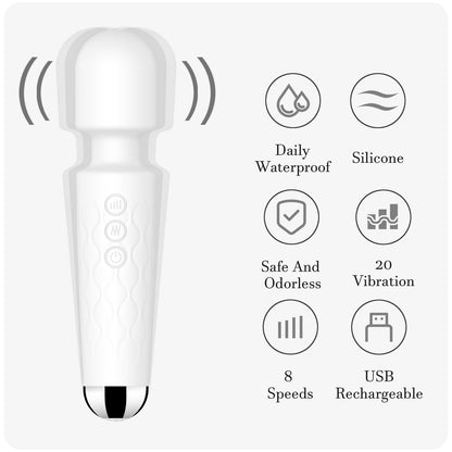 Vibrator Wand, G Spot Dildo, Clit Vibrator, Sex Vibrators,Clitoris Stimulation,with 8 Speeds & 20 Patterns