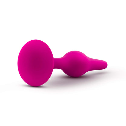 Blush Luxe Beginner 3.25" Silicone Butt Plug - Satin Smooth Anal Trainer with Soft Tapered Tip and Suction Cup Base - Slim Bum Plug Adult Sex Toy for Women, Men & Couples - (Pink)