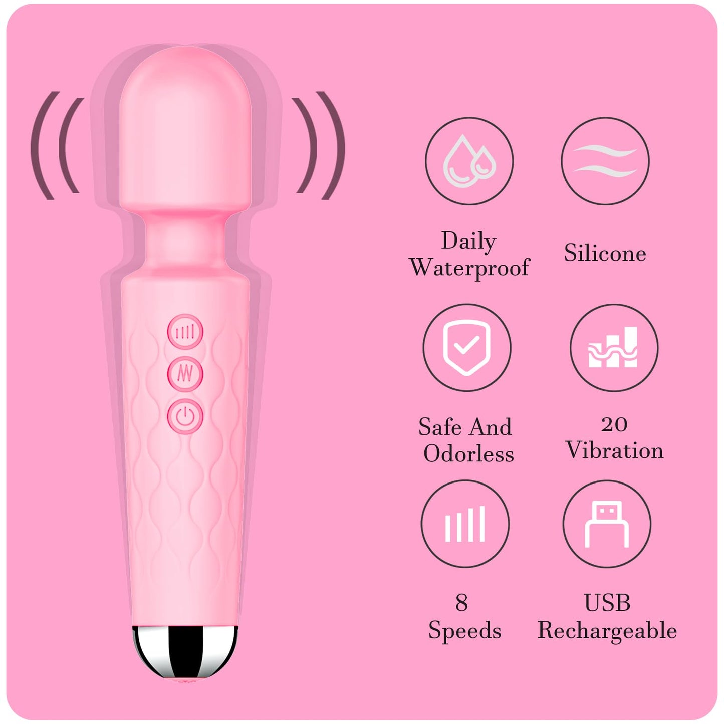 Vibrator Wand, G Spot Dildo, Clit Vibrator, Sex Vibrators,Clitoris Stimulation,with 8 Speeds & 20 Patterns