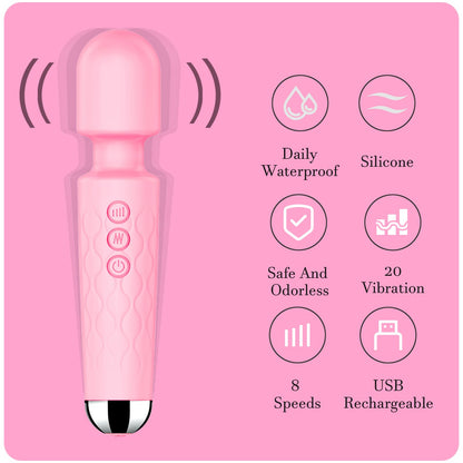 Vibrator Wand, G Spot Dildo, Clit Vibrator, Sex Vibrators,Clitoris Stimulation,with 8 Speeds & 20 Patterns