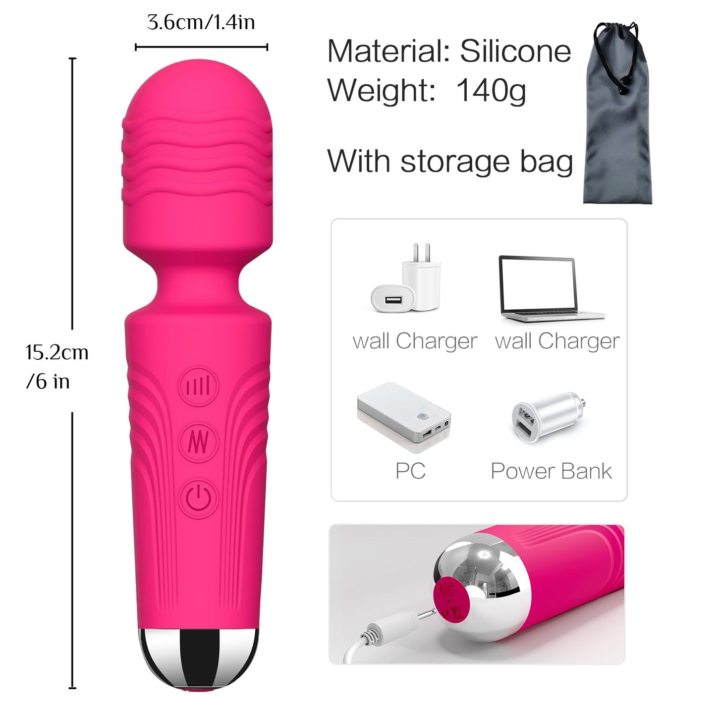 Vibrator Wand, G Spot Dildo, Clit Vibrator, Sex Vibrators,Clitoris Stimulation,with 8 Speeds & 20 Patterns