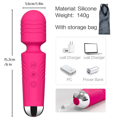 Vibrator Wand, G Spot Dildo, Clit Vibrator, Sex Vibrators,Clitoris Stimulation,with 8 Speeds & 20 Patterns