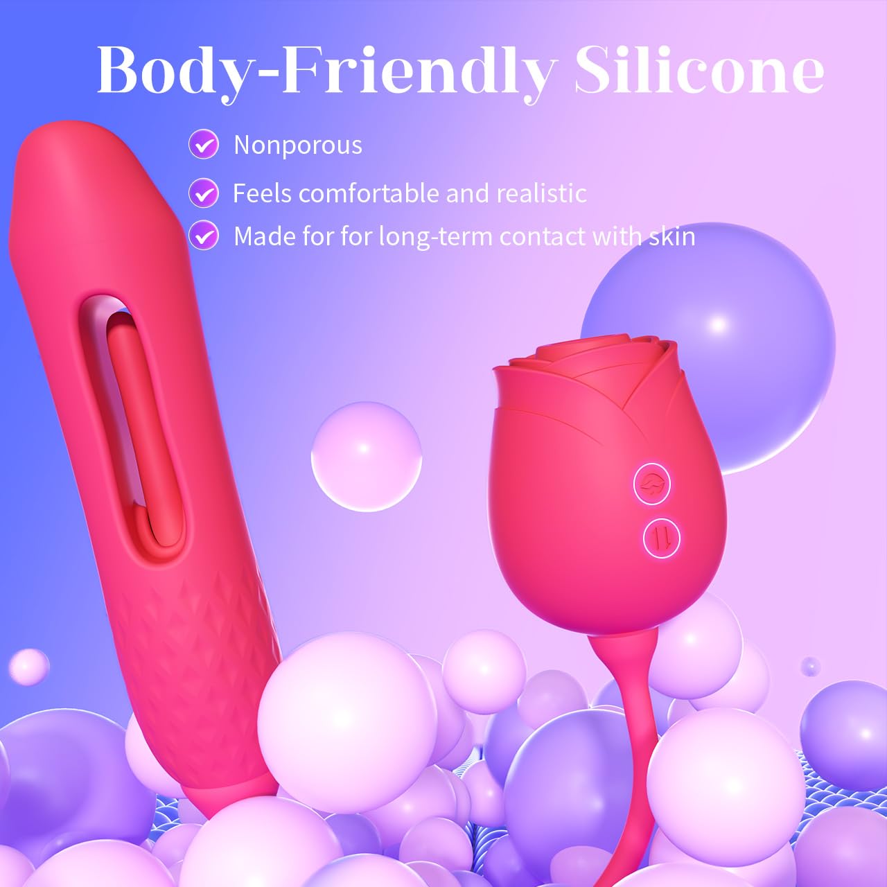 Vibrator Dildo Sex Toys for Women - MOOLIGIRL Rose Sex Toy with Thrusting G Spot