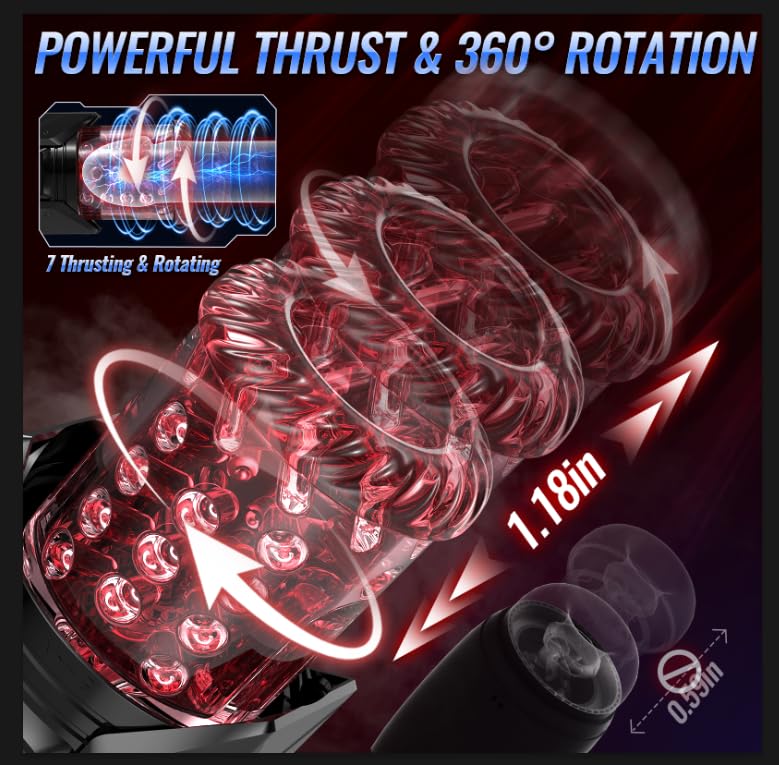 Men Penis Pump - EINSEO Full Waterproof Male Masturbator Stroker with 7 Sucking Thrusting Rotating & 7 Licking
