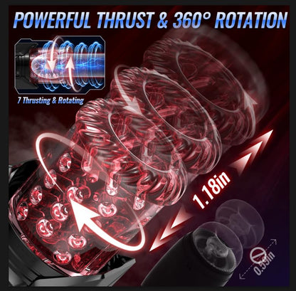 Men Penis Pump - EINSEO Full Waterproof Male Masturbator Stroker with 7 Sucking Thrusting Rotating & 7 Licking