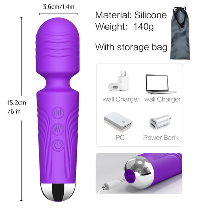 Vibrator Wand, G Spot Dildo, Clit Vibrator, Sex Vibrators,Clitoris Stimulation,with 8 Speeds & 20 Patterns