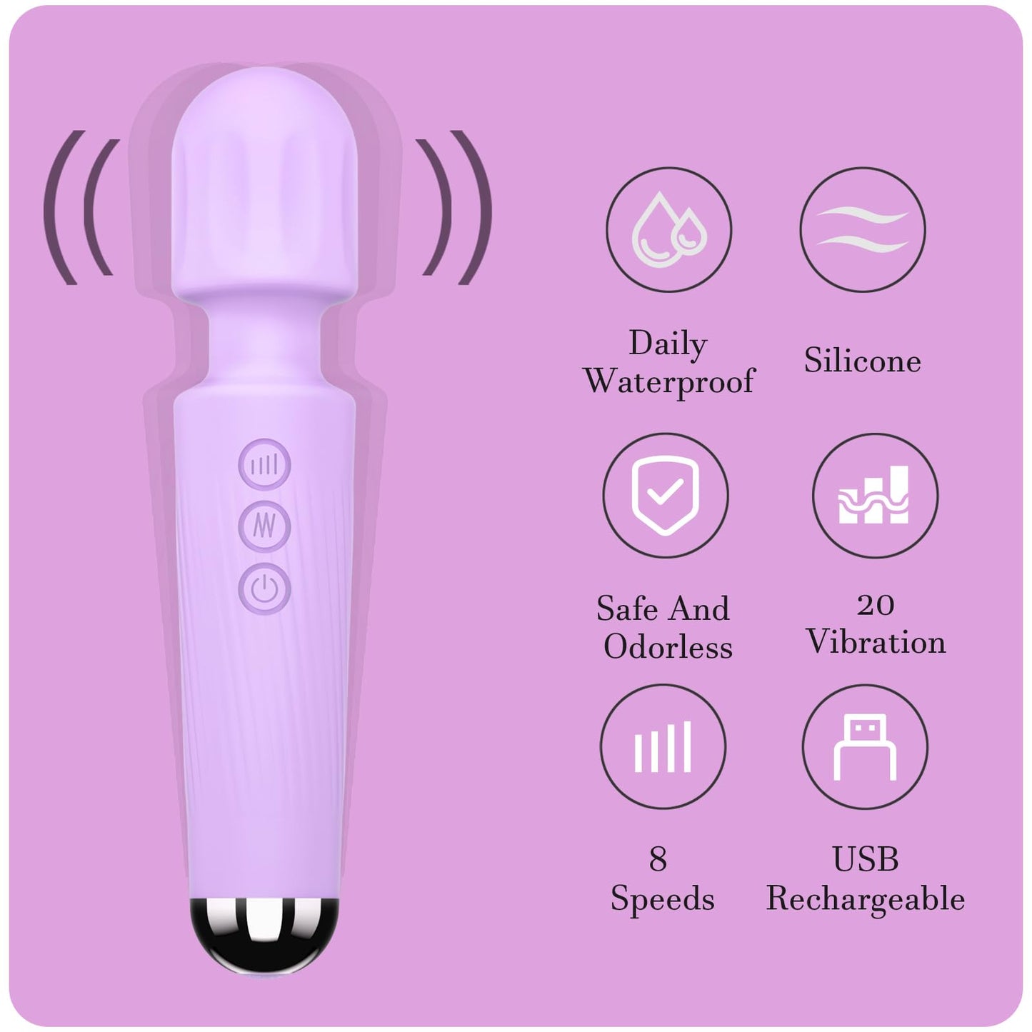 Vibrator Wand, G Spot Dildo, Clit Vibrator, Sex Vibrators,Clitoris Stimulation,with 8 Speeds & 20 Patterns