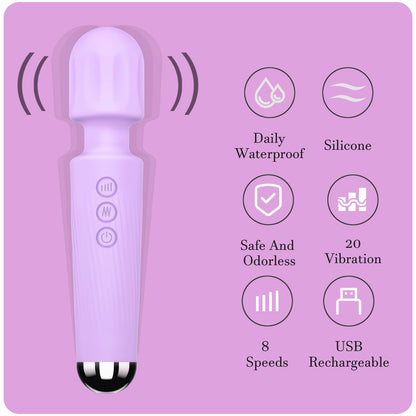 Vibrator Wand, G Spot Dildo, Clit Vibrator, Sex Vibrators,Clitoris Stimulation,with 8 Speeds & 20 Patterns