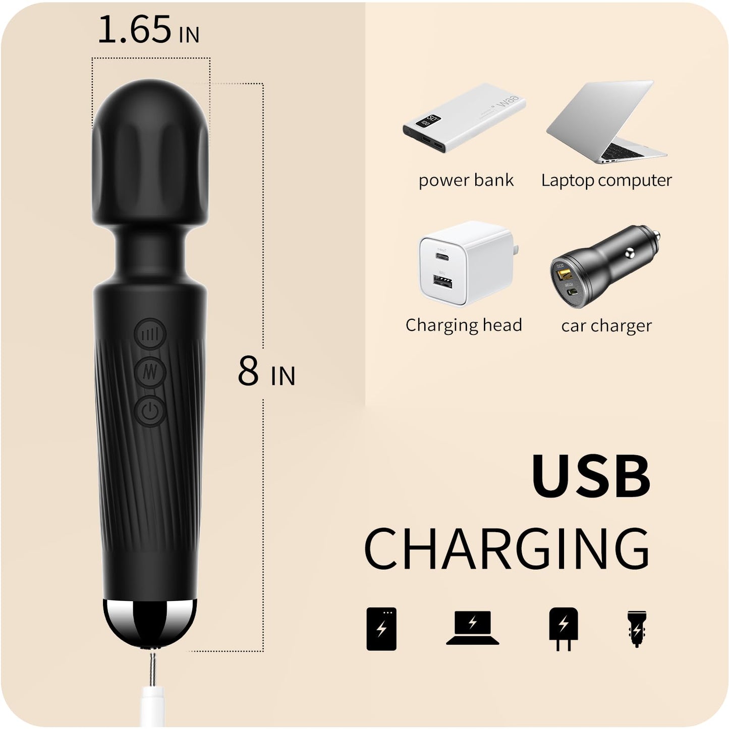 Vibrator Wand, G Spot Dildo, Clit Vibrator, Sex Vibrators,Clitoris Stimulation,with 8 Speeds & 20 Patterns