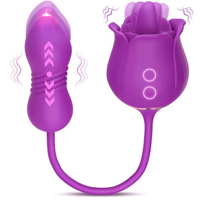 Vibrator Dildo Sex Toys for Women - MOOLIGIRL Rose Sex Toy with Thrusting G Spot