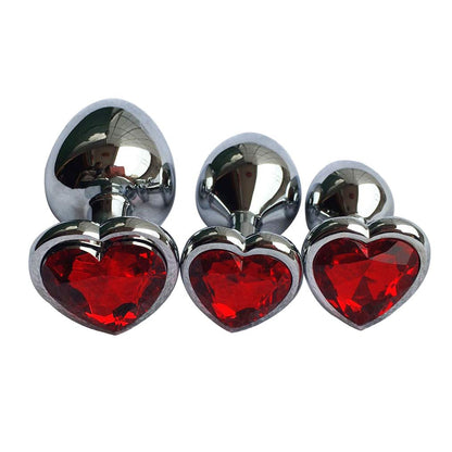3Pcs Set Luxury Metal Butt Toys Heart Shaped Anal Trainer