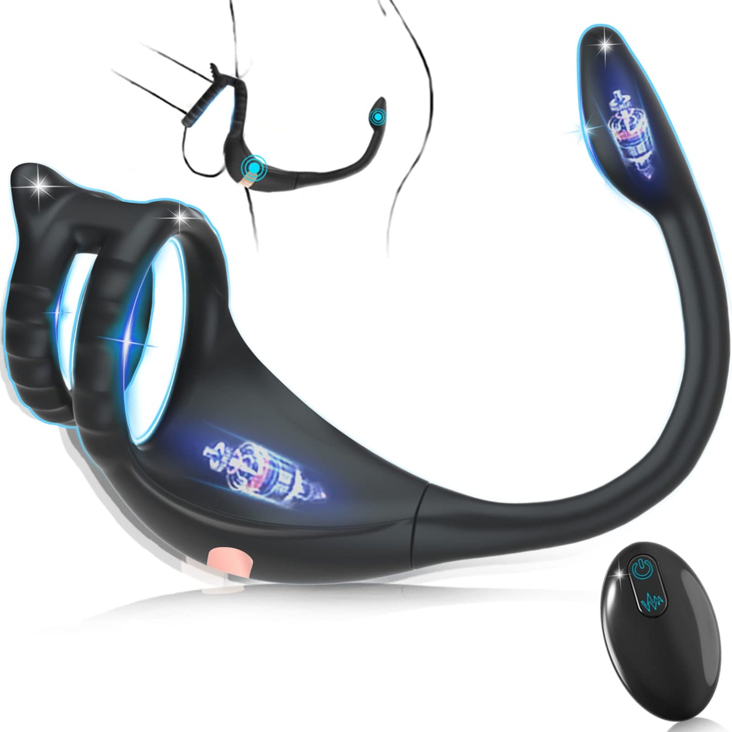 Vibrating Cock Ring Taint Stimulator with Mini Bullet, Remote Control Anal Butt Plug Prostate Massager Penis Ring