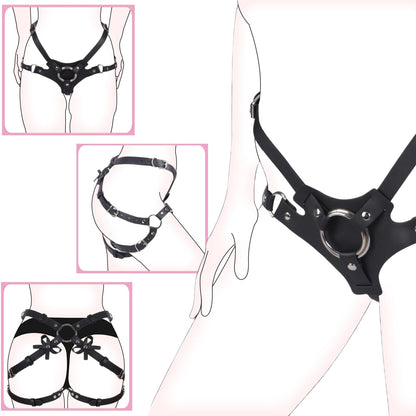 Strap On Dildo Harness Adult Sex Toys for Couple Pegging & G-Spot Play, Adjustable Sex Strapon with 2 Metal O-Rings, Wearable Bondage Gear for Men Women Lesbian & Gay Use