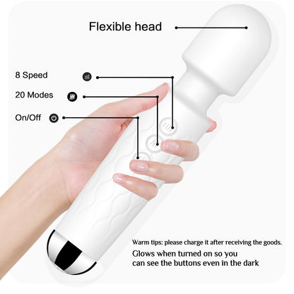 Vibrator Wand, G Spot Dildo, Clit Vibrator, Sex Vibrators,Clitoris Stimulation,with 8 Speeds & 20 Patterns