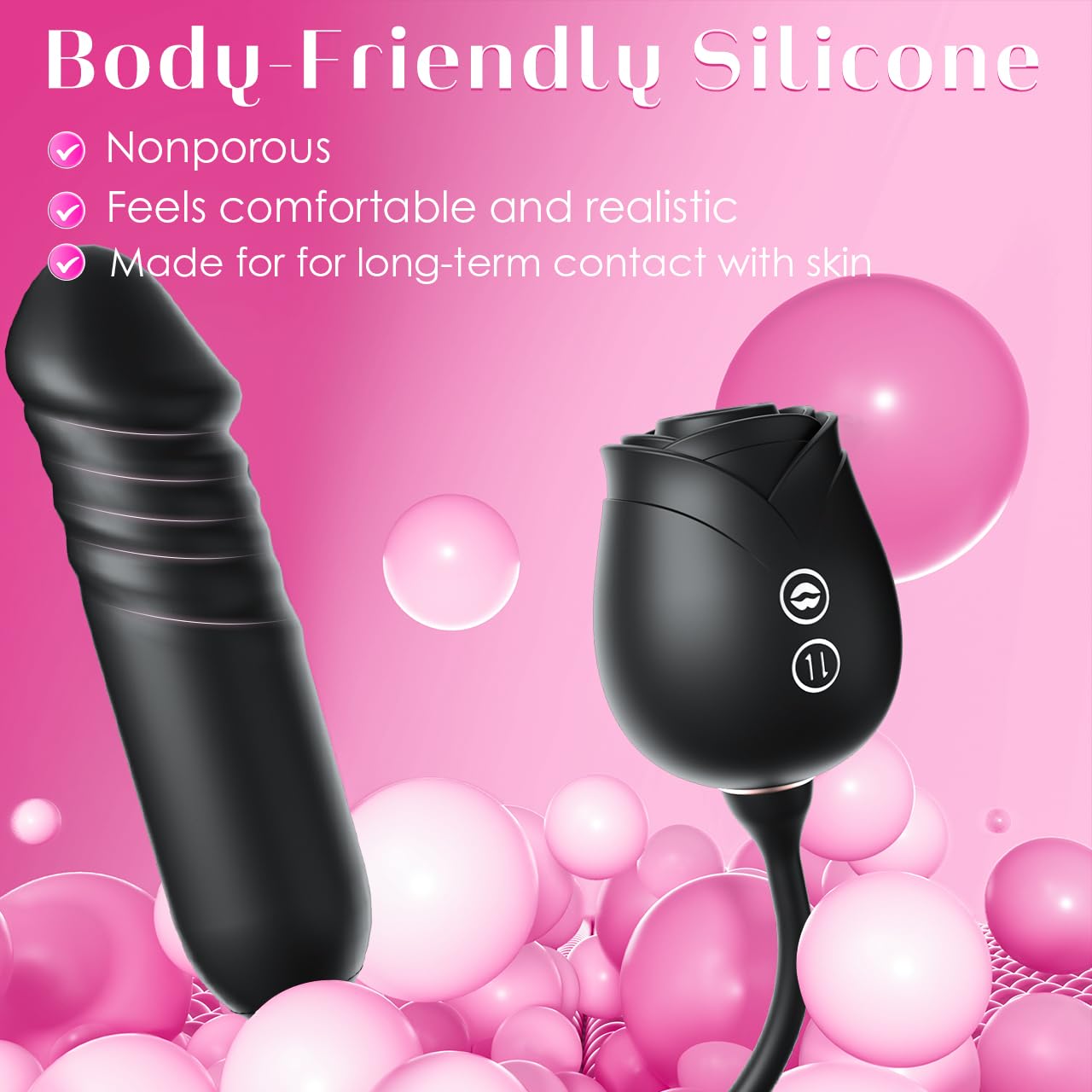 Vibrator Dildo Sex Toys for Women - MOOLIGIRL Rose Sex Toy with Thrusting G Spot