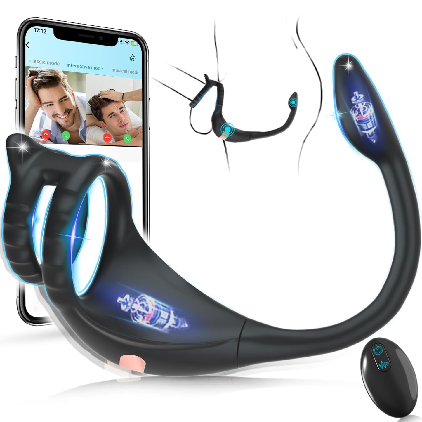 Vibrating Cock Ring Taint Stimulator with Mini Bullet, Remote Control Anal Butt Plug Prostate Massager Penis Ring