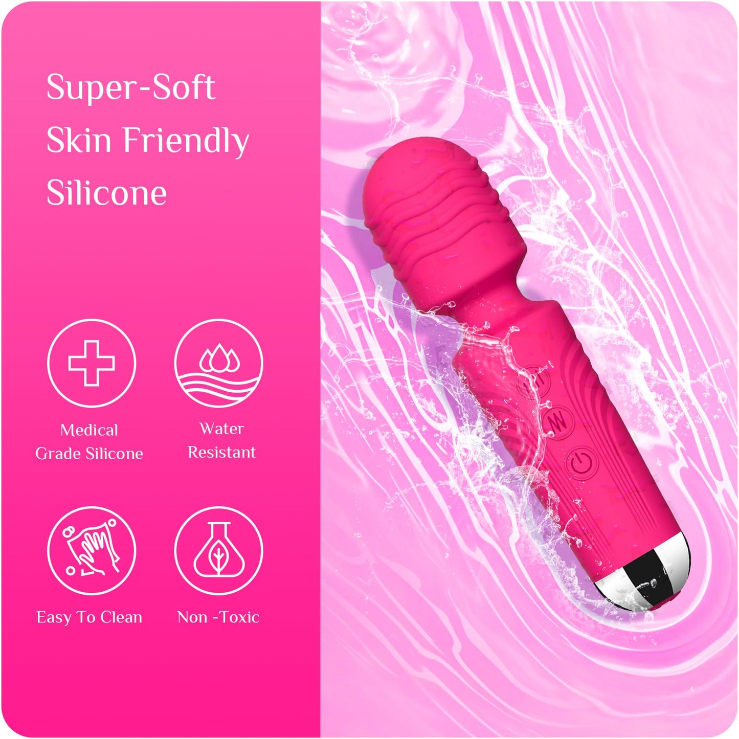 Vibrator Wand, G Spot Dildo, Clit Vibrator, Sex Vibrators,Clitoris Stimulation,with 8 Speeds & 20 Patterns