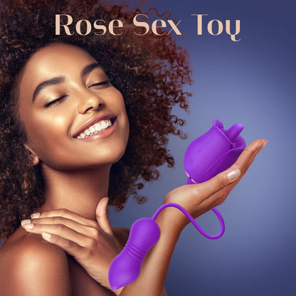 Vibrator Dildo Sex Toys for Women - MOOLIGIRL Rose Sex Toy with Thrusting G Spot