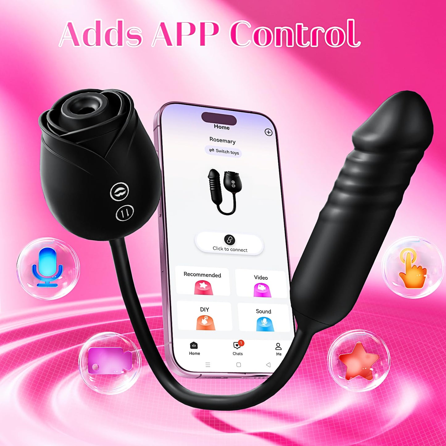 Vibrator Dildo Sex Toys for Women - MOOLIGIRL Rose Sex Toy with Thrusting G Spot