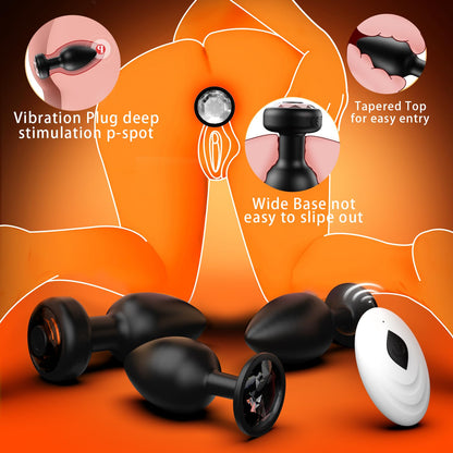 Anal Plug Vibrating Butt Plug, Adult Sex Toys 3PCS Silicone Anal Plugs, Anal Sex Toys with Remote Control 10 Vibrating Vibrator for Men Women, Anal Toys Adult Sex Toy & Games Prostate Massager