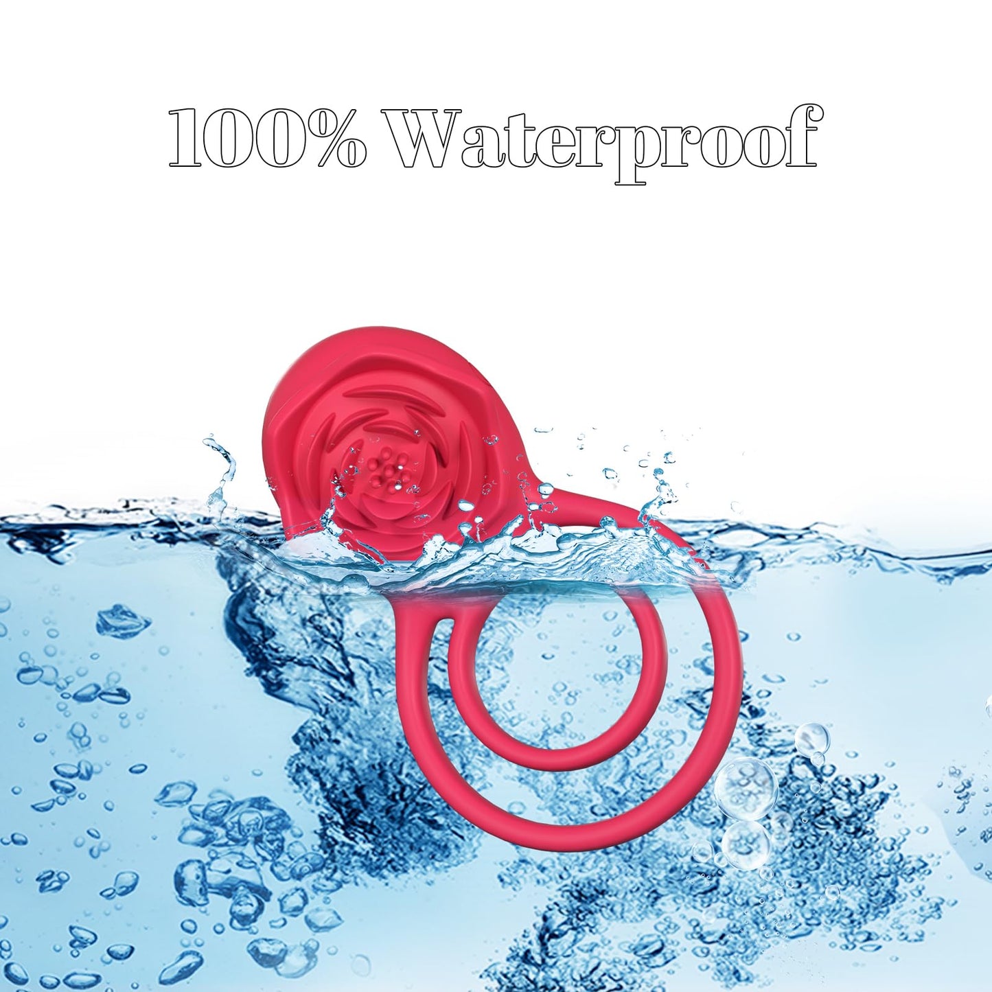 Vibrating Cock Ring with Rose Clitoral Stimulator, Pleasure Penis Ring Vibrator Couples