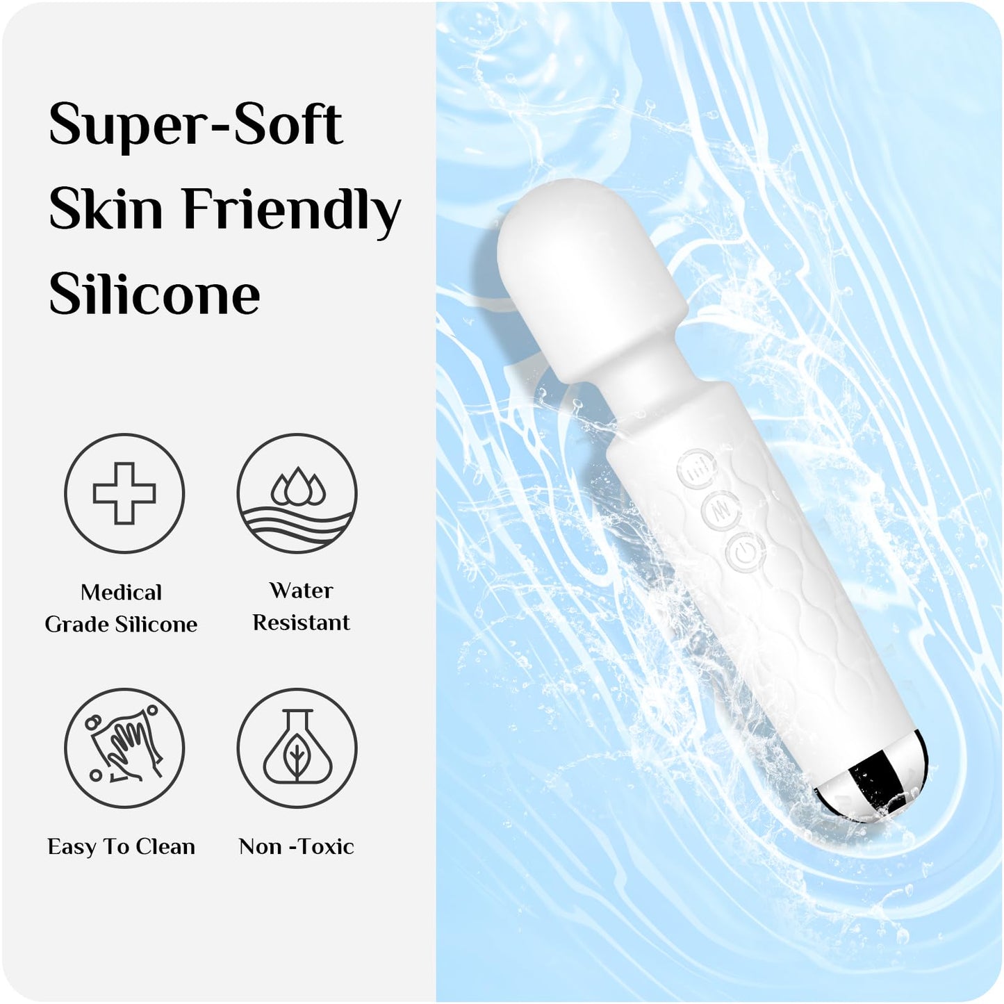 Vibrator Wand, G Spot Dildo, Clit Vibrator, Sex Vibrators,Clitoris Stimulation,with 8 Speeds & 20 Patterns