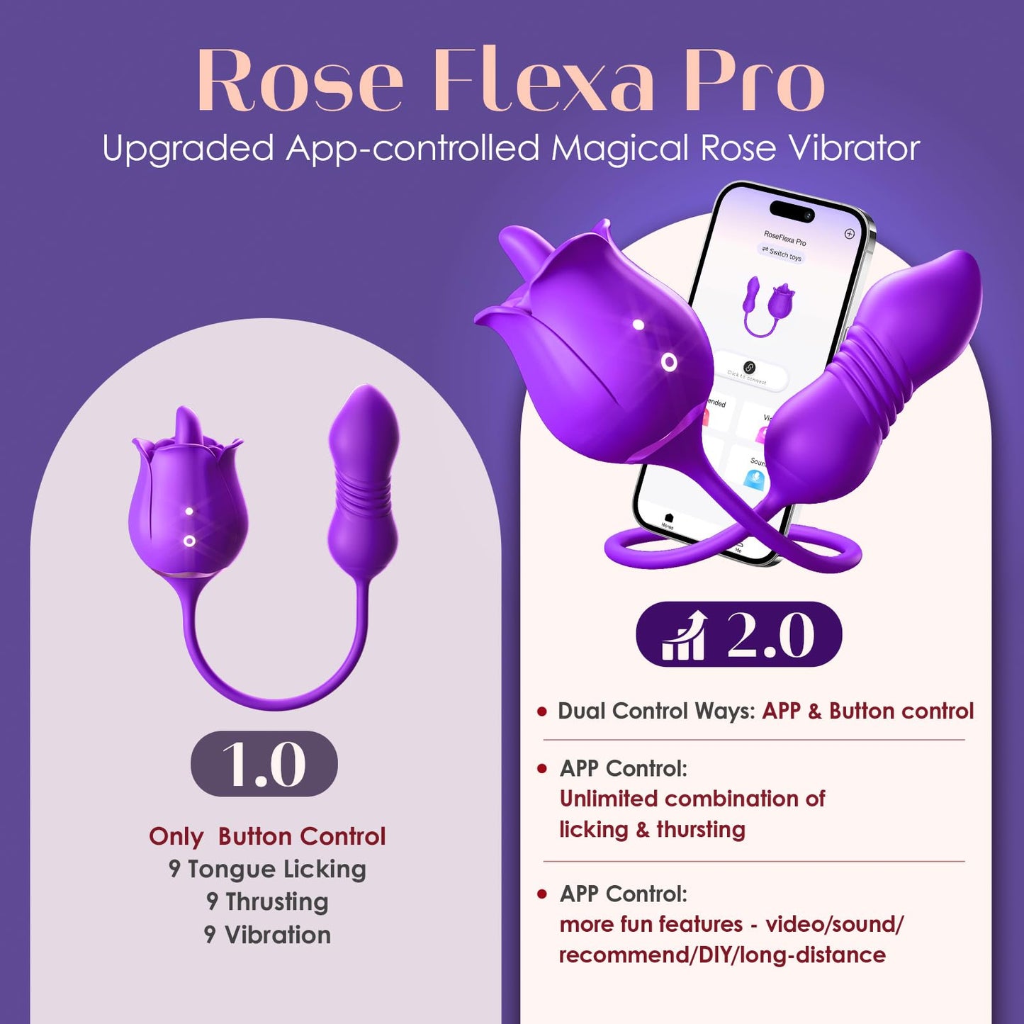 Vibrator Dildo Sex Toys for Women - MOOLIGIRL Rose Sex Toy with Thrusting G Spot