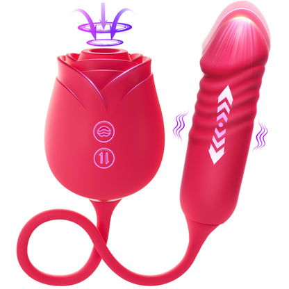 Vibrator Dildo Sex Toys for Women - MOOLIGIRL Rose Sex Toy with Thrusting G Spot