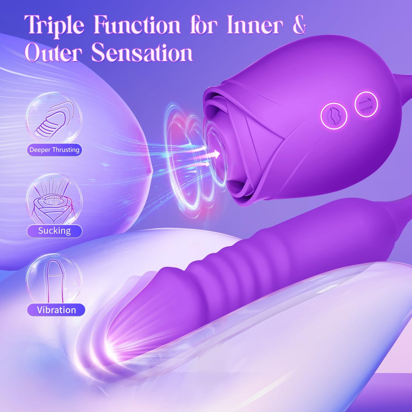 Vibrator Dildo Sex Toys for Women - MOOLIGIRL Rose Sex Toy with Thrusting G Spot