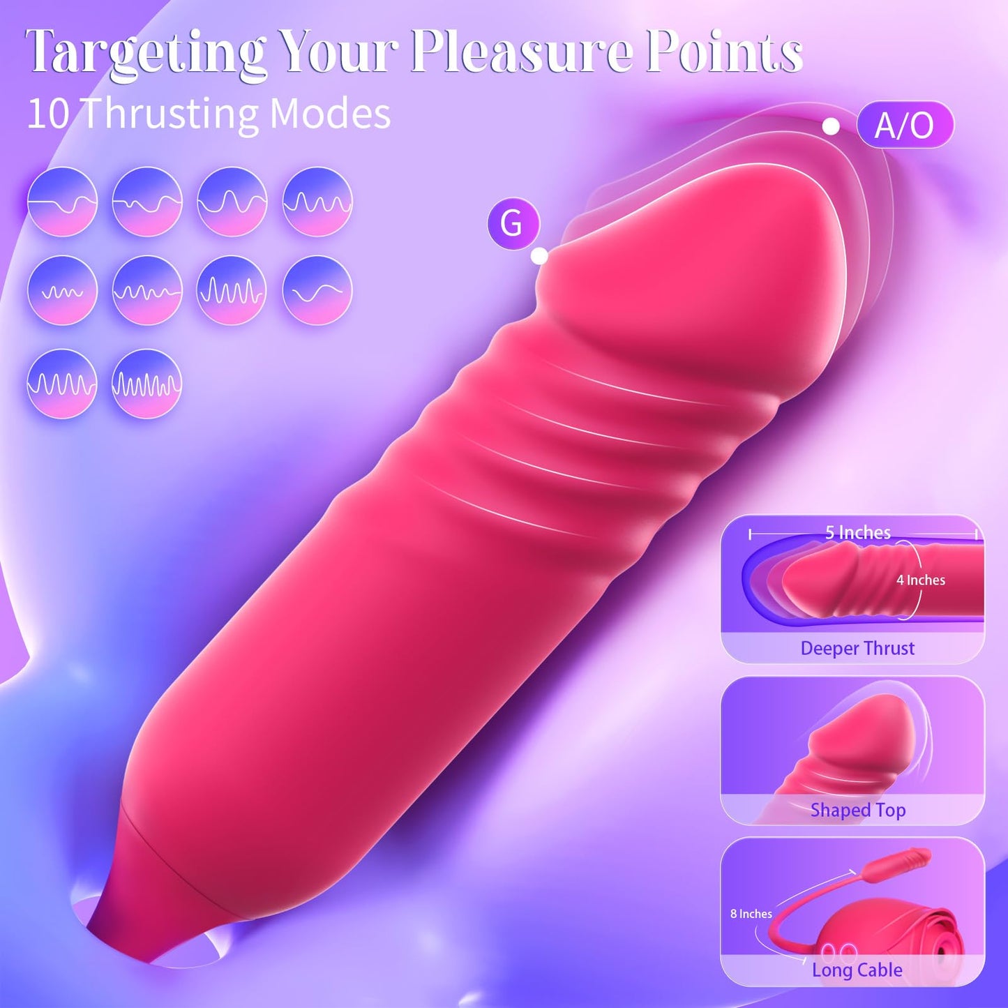 Vibrator Dildo Sex Toys for Women - MOOLIGIRL Rose Sex Toy with Thrusting G Spot