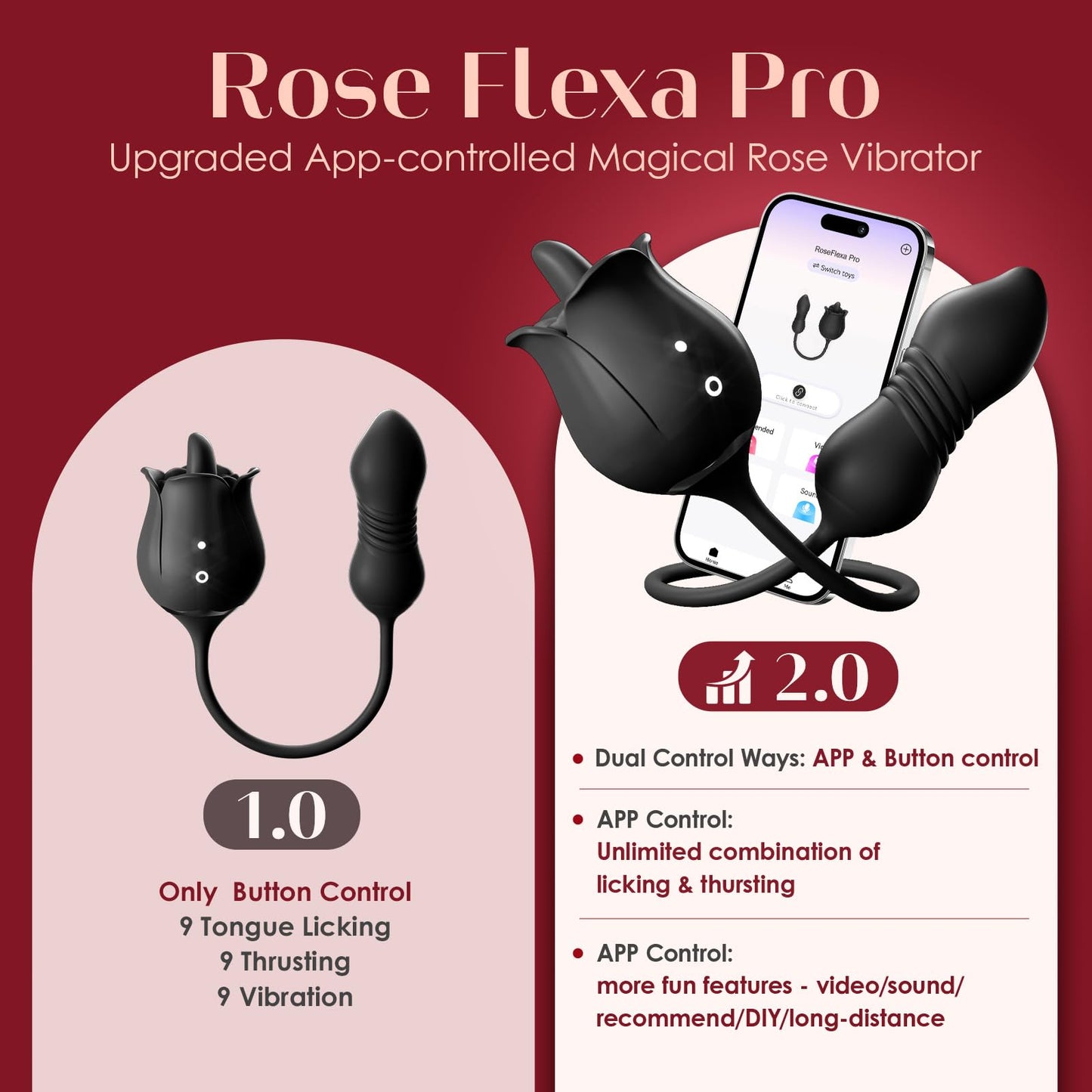 Vibrator Dildo Sex Toys for Women - MOOLIGIRL Rose Sex Toy with Thrusting G Spot