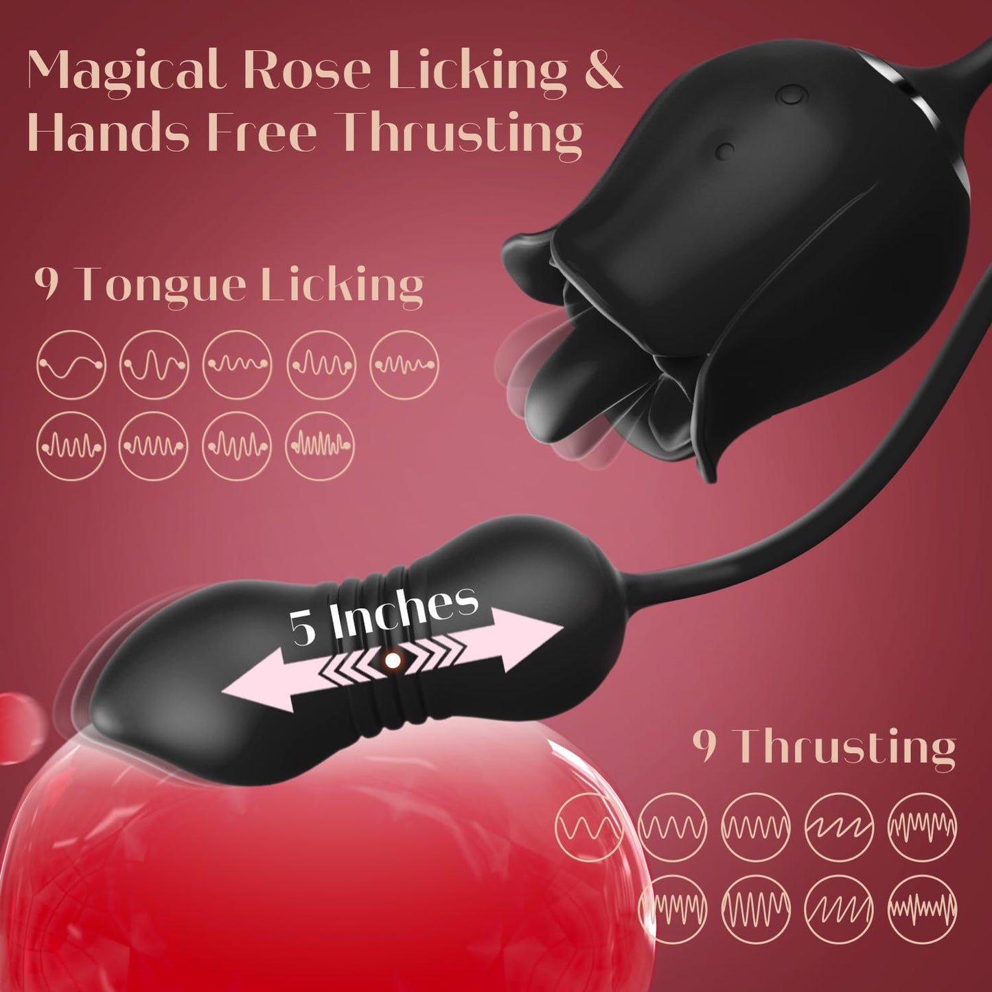 Vibrator Dildo Sex Toys for Women - MOOLIGIRL Rose Sex Toy with Thrusting G Spot