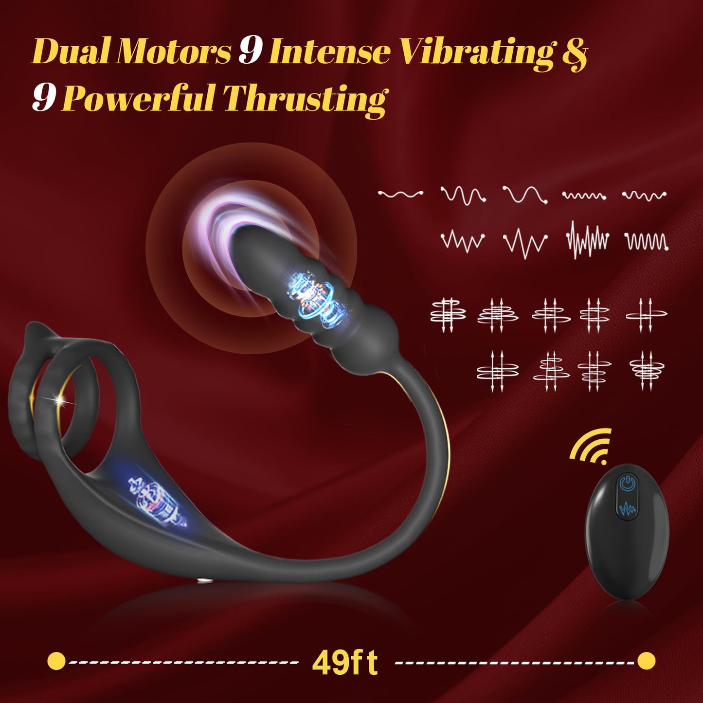 Vibrating Cock Ring Taint Stimulator with Mini Bullet, Remote Control Anal Butt Plug Prostate Massager Penis Ring